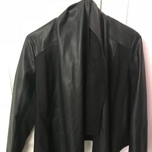 Black faux leather cardigan